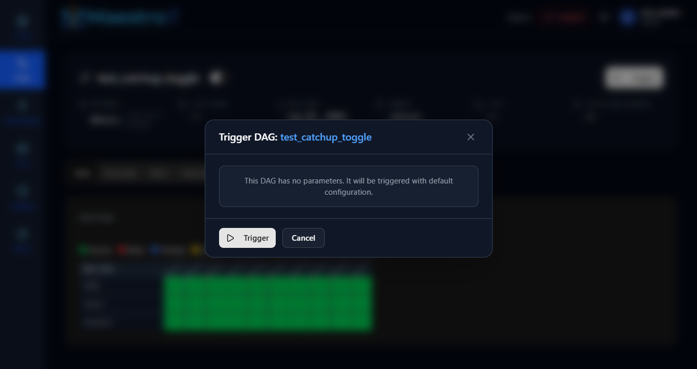 Trigger DAG modal