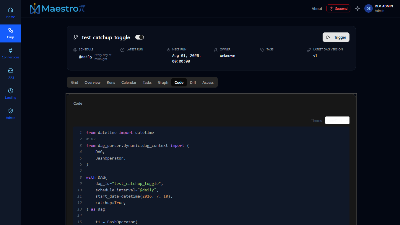 Code tab